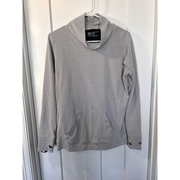 Albion Textured Honeycomb Cowl-Neck Sweater Thumb Hole Black White SZ Medium - Picture 3 of 11